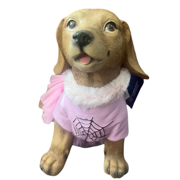 Halloween Pink Dachshund with Bat Costume & Pink Tutu Figurine Figure 9.5" - Picture 3 of 4